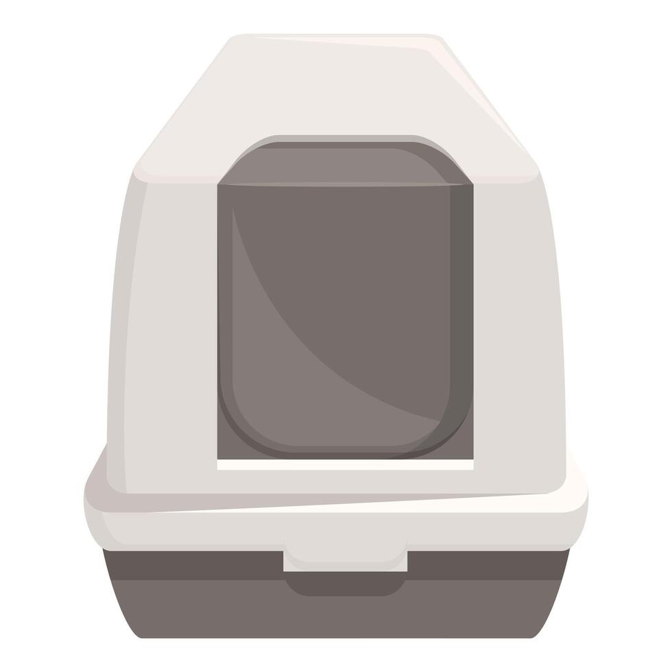 Gray plastic litter box for cats with dark bottom vector