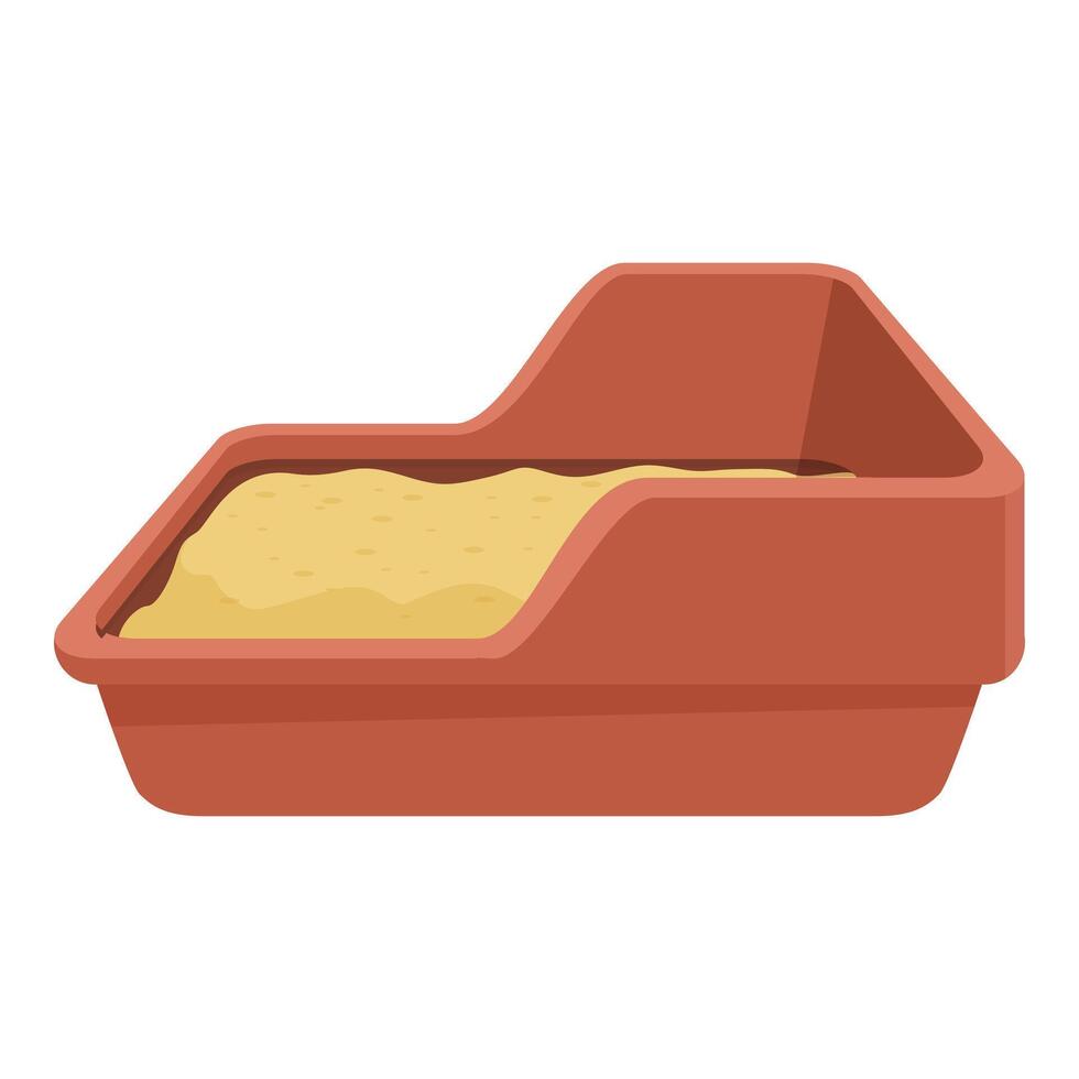 Empty red litter box for cat toilet training vector