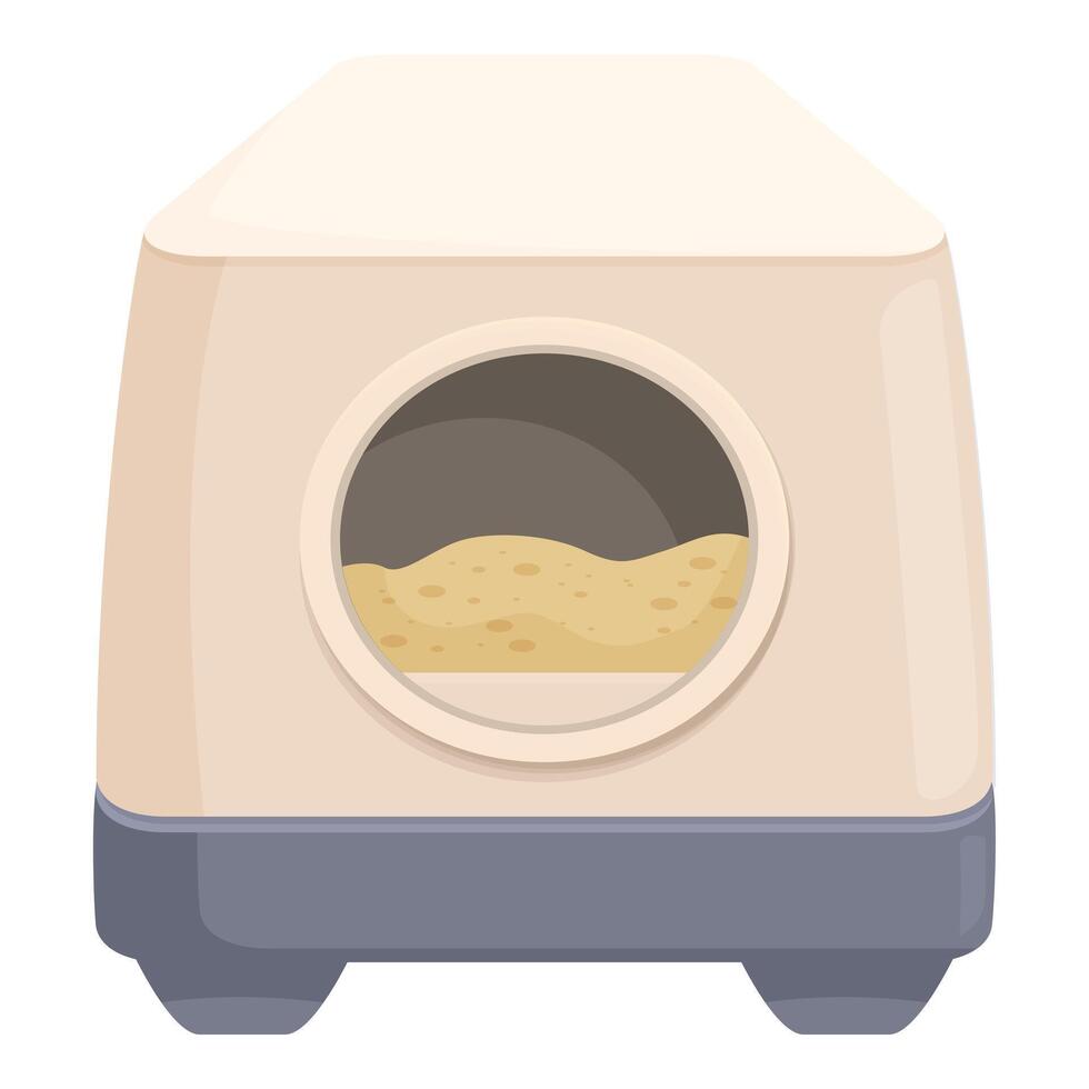 Modern cat litter box containing clumping clay litter for odor control vector