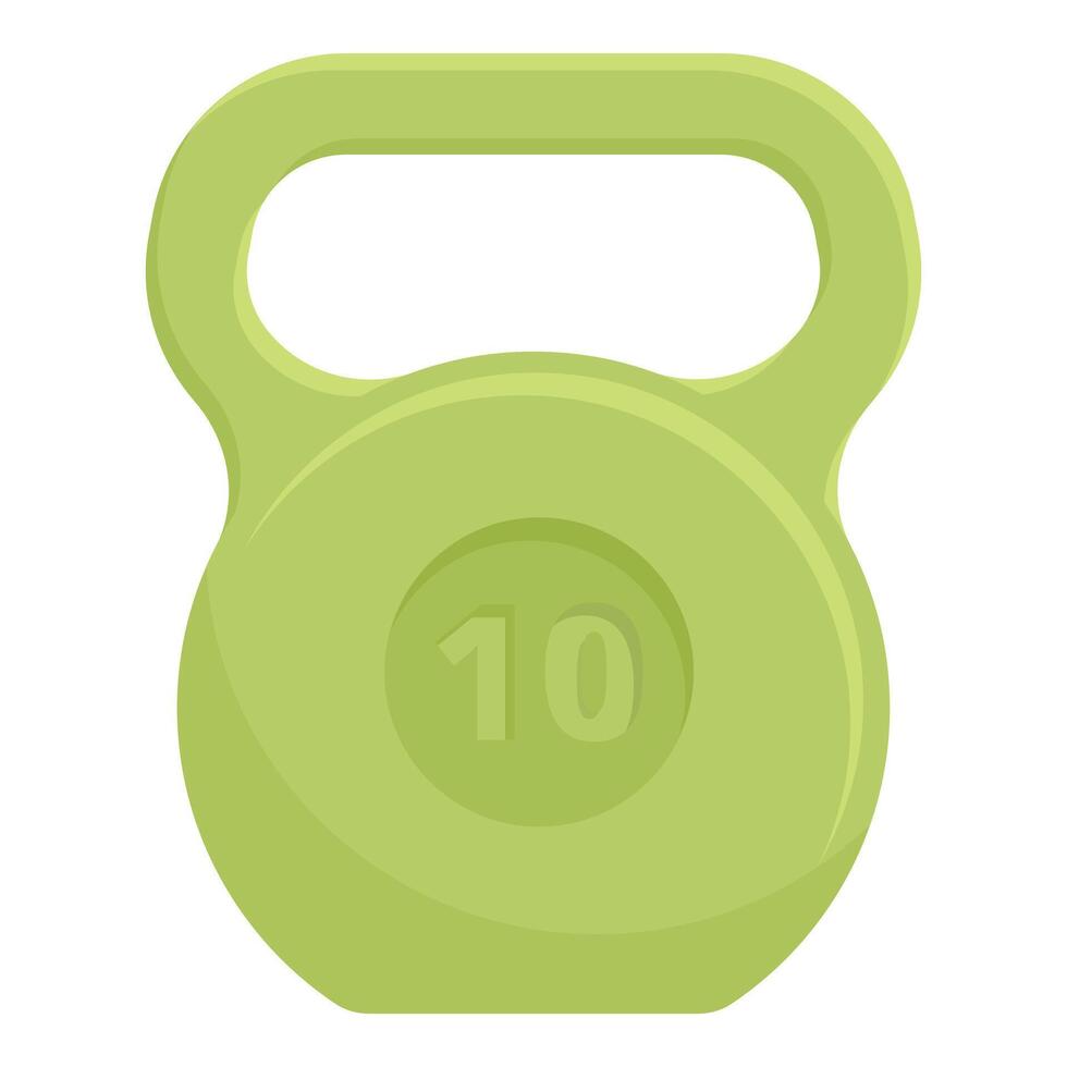 Green kettlebell showing ten kilograms for weightlifting vector