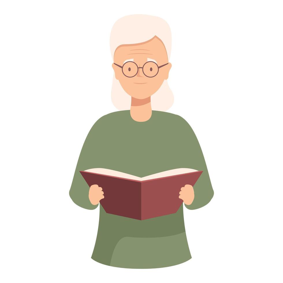 Senior woman enjoying reading a book vector