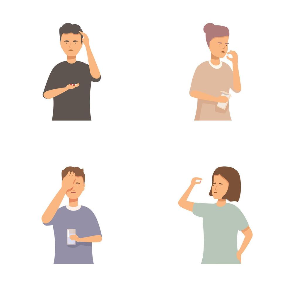 Various people expressing confusion and forgetfulness vector