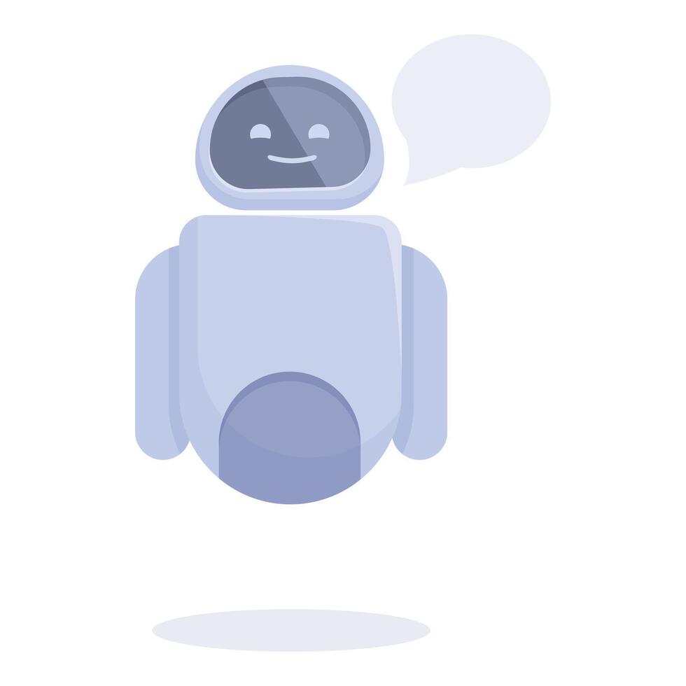 Happy chatbot speaking with speech bubble, artificial intelligence vector