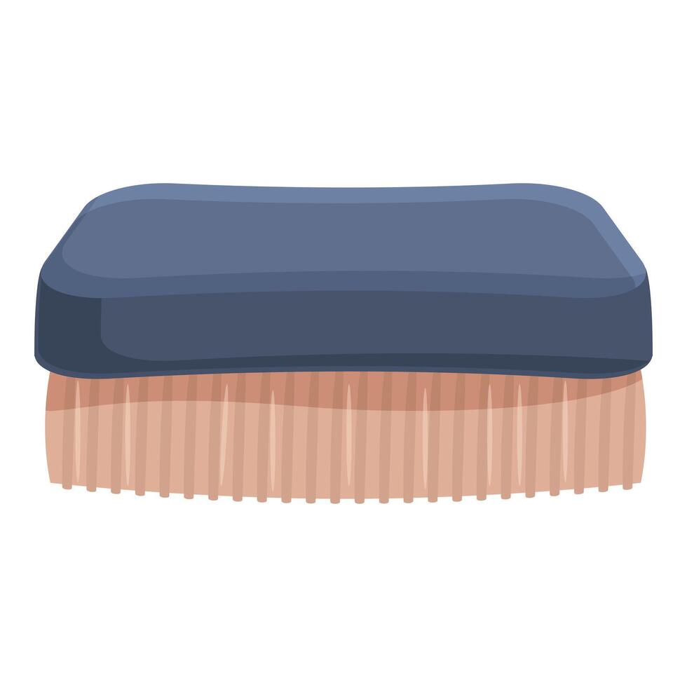 Cleaning brush scrubbing with wooden handle and blue bristles vector