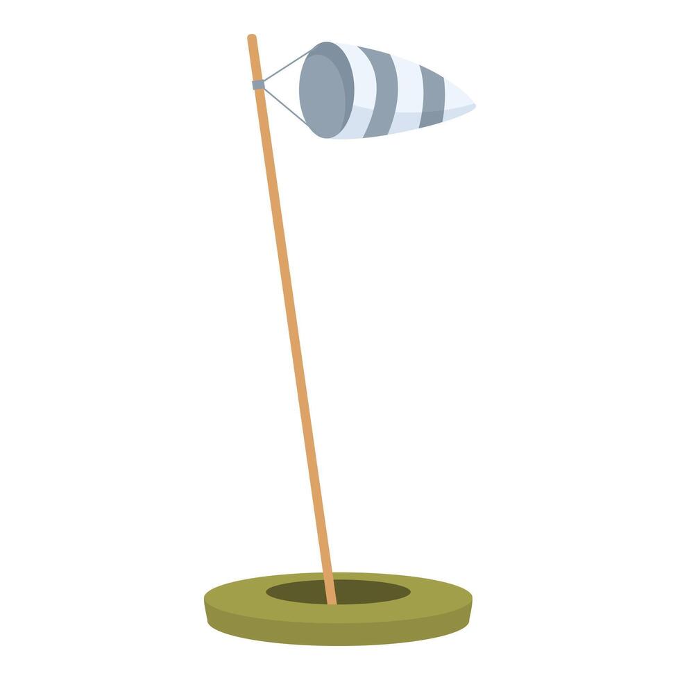 Windsock standing on airfield signaling wind direction and speed vector