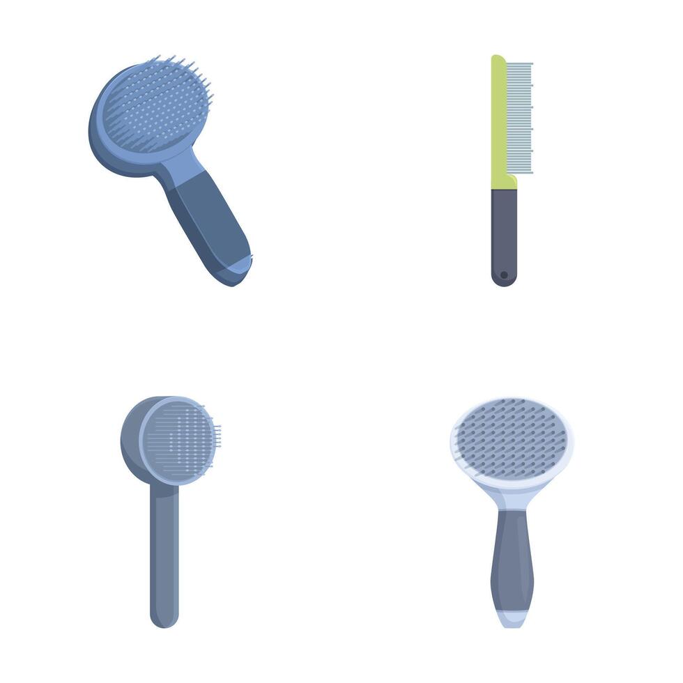 Set of modern hair brushes and combs isolated vector