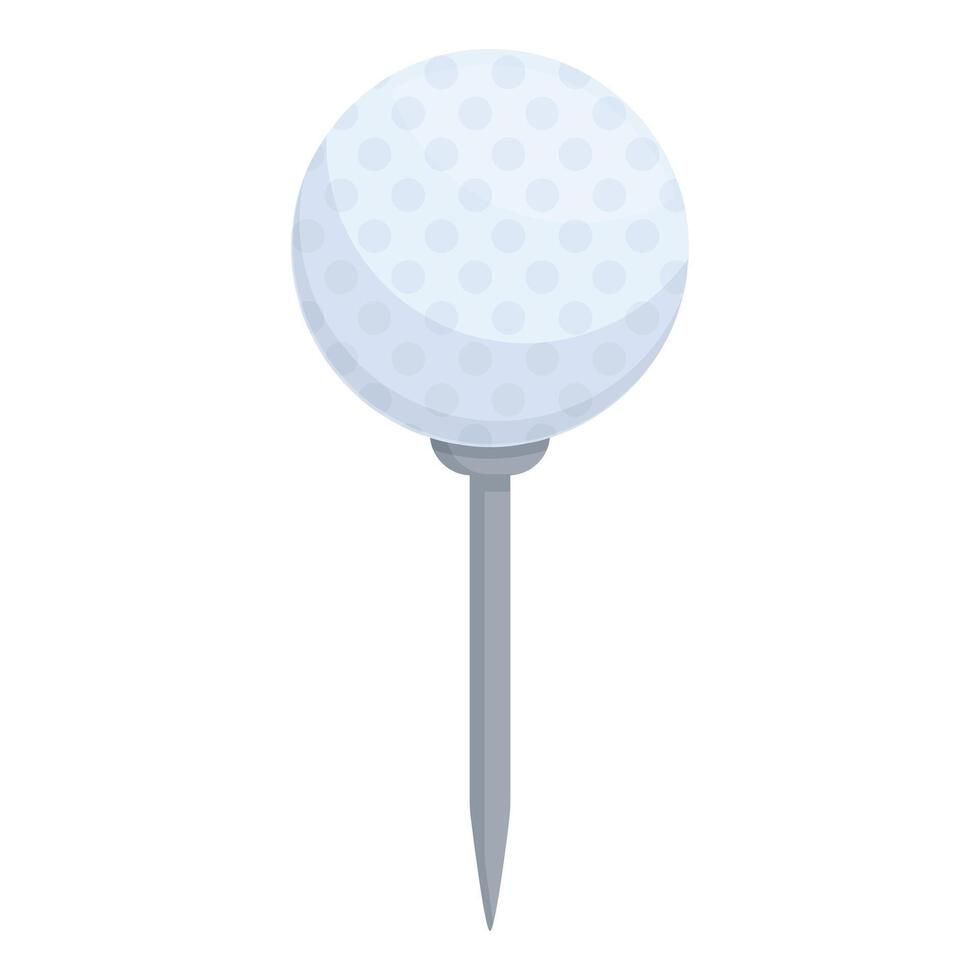 White golf ball standing on metal tee ready for first hit on golf course vector