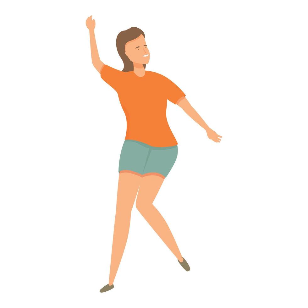 Young woman dancing and raising her arm in celebration vector