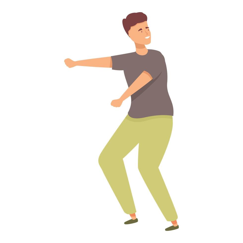 Young man having fun dancing and moving with joy vector