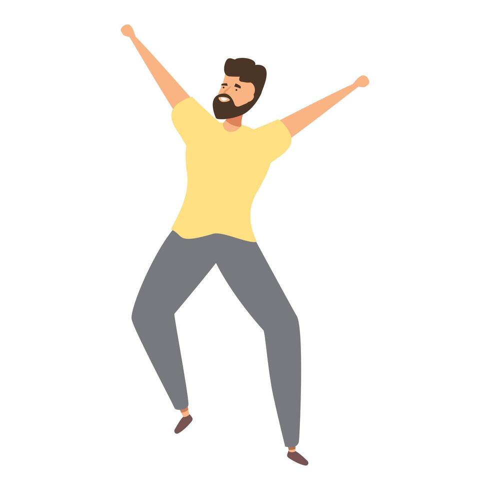 Happy bearded man jumping celebrating success with raised hands vector