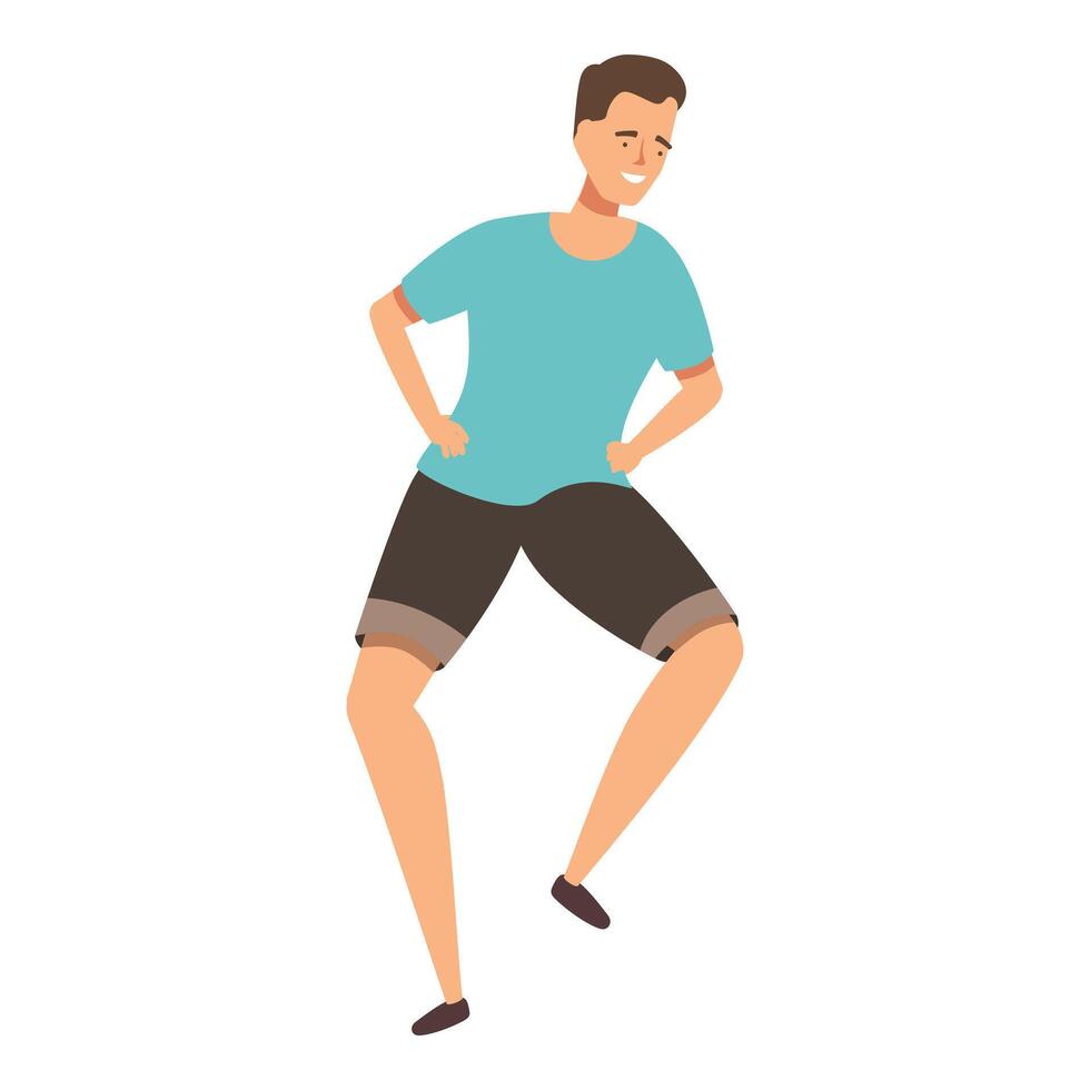 Young man having fun dancing and jumping at party vector