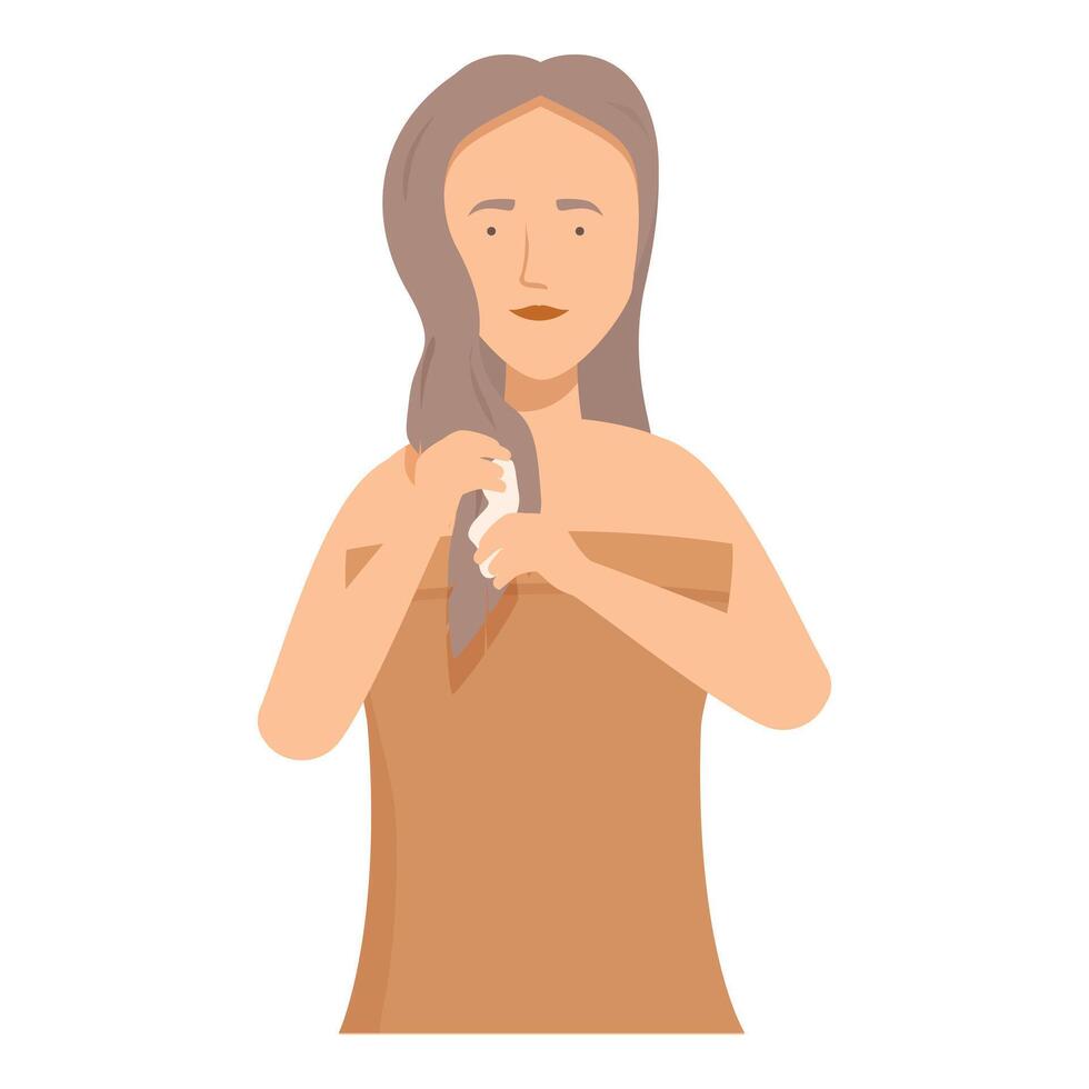 Woman applying hair conditioner after shower routine 47057523 Vector