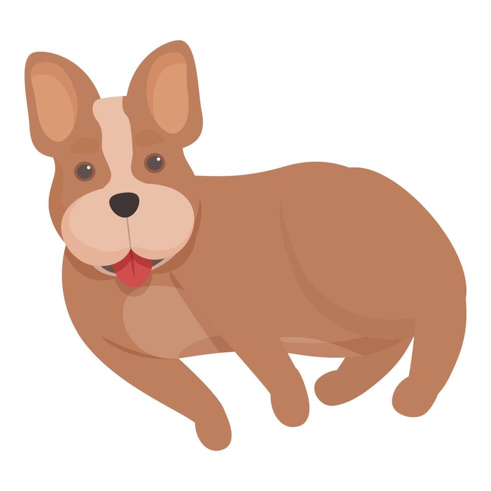 Happy french bulldog lying down with tongue out vector