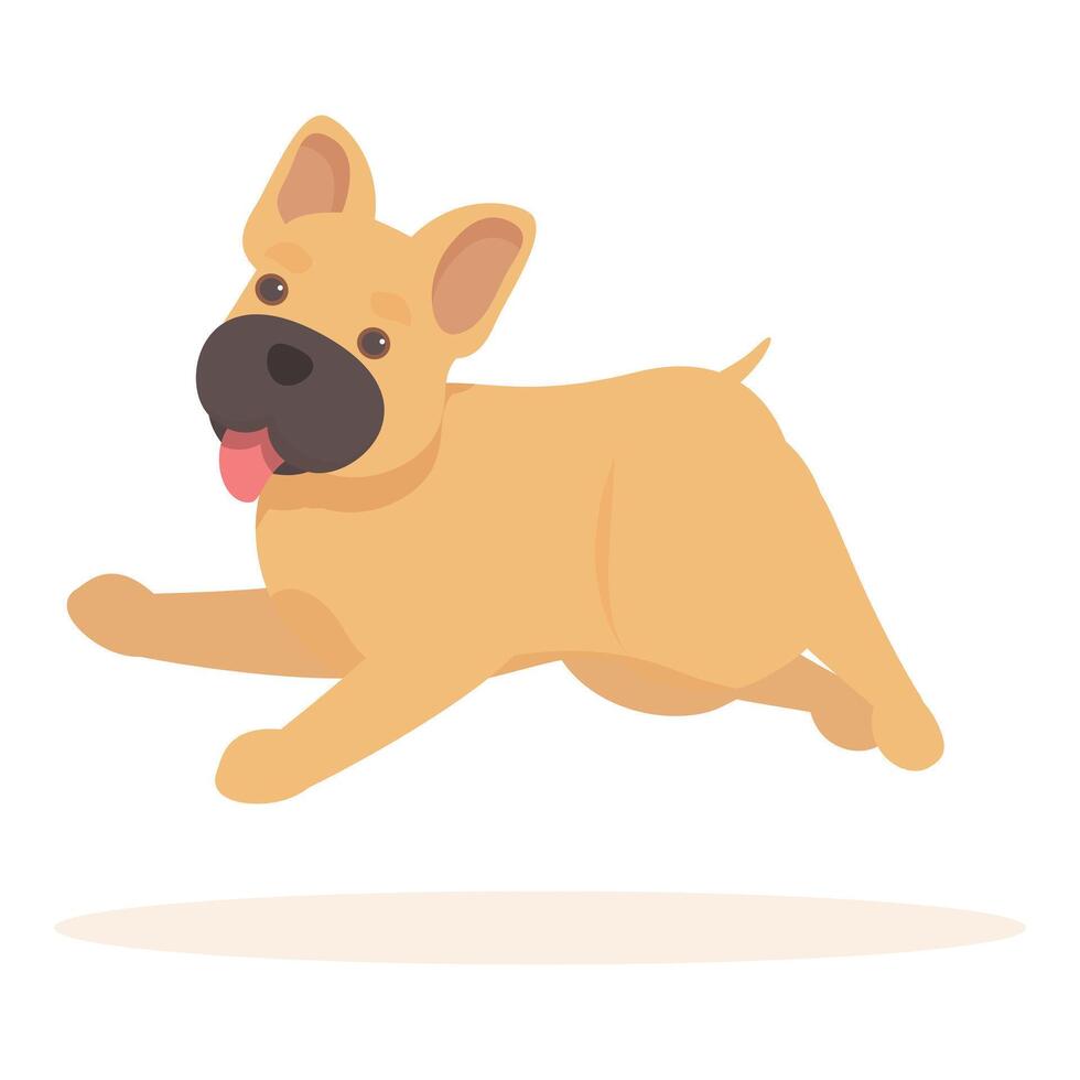 Cartoon french bulldog running happily with its tongue out vector