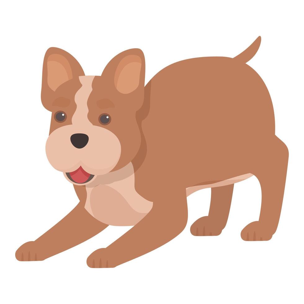 Playful french bulldog puppy stretching its body vector