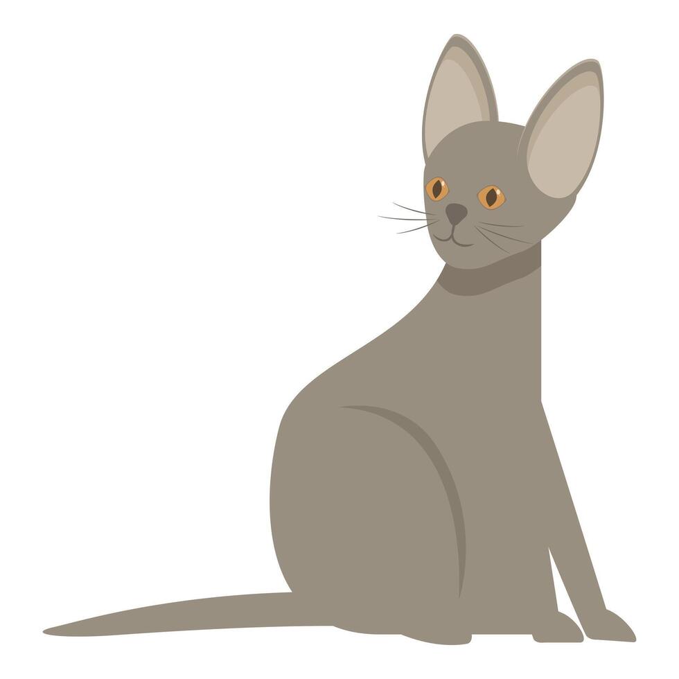 Grey cat sitting and looking curiously away vector