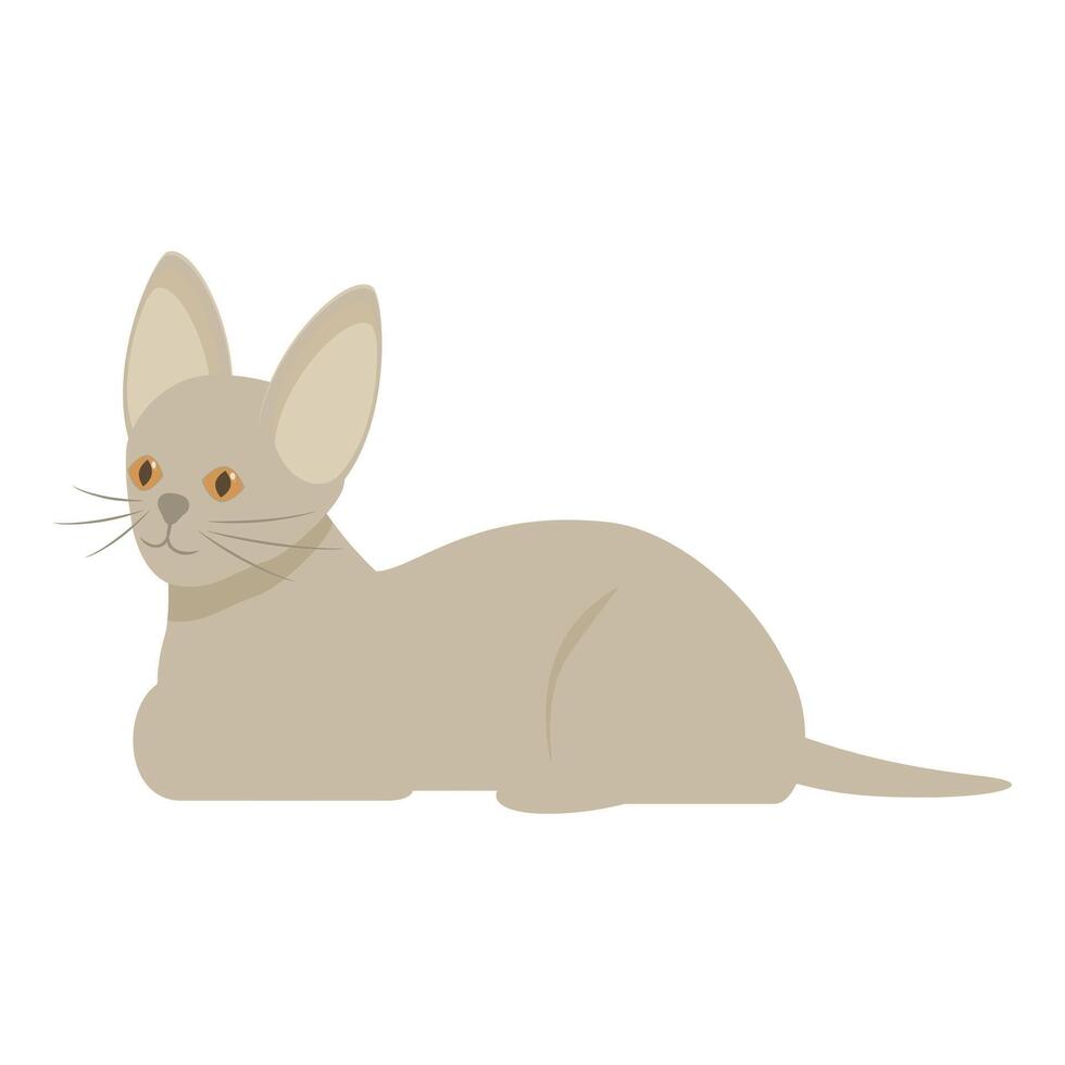 Grey cat with big ears relaxing on floor illustration vector
