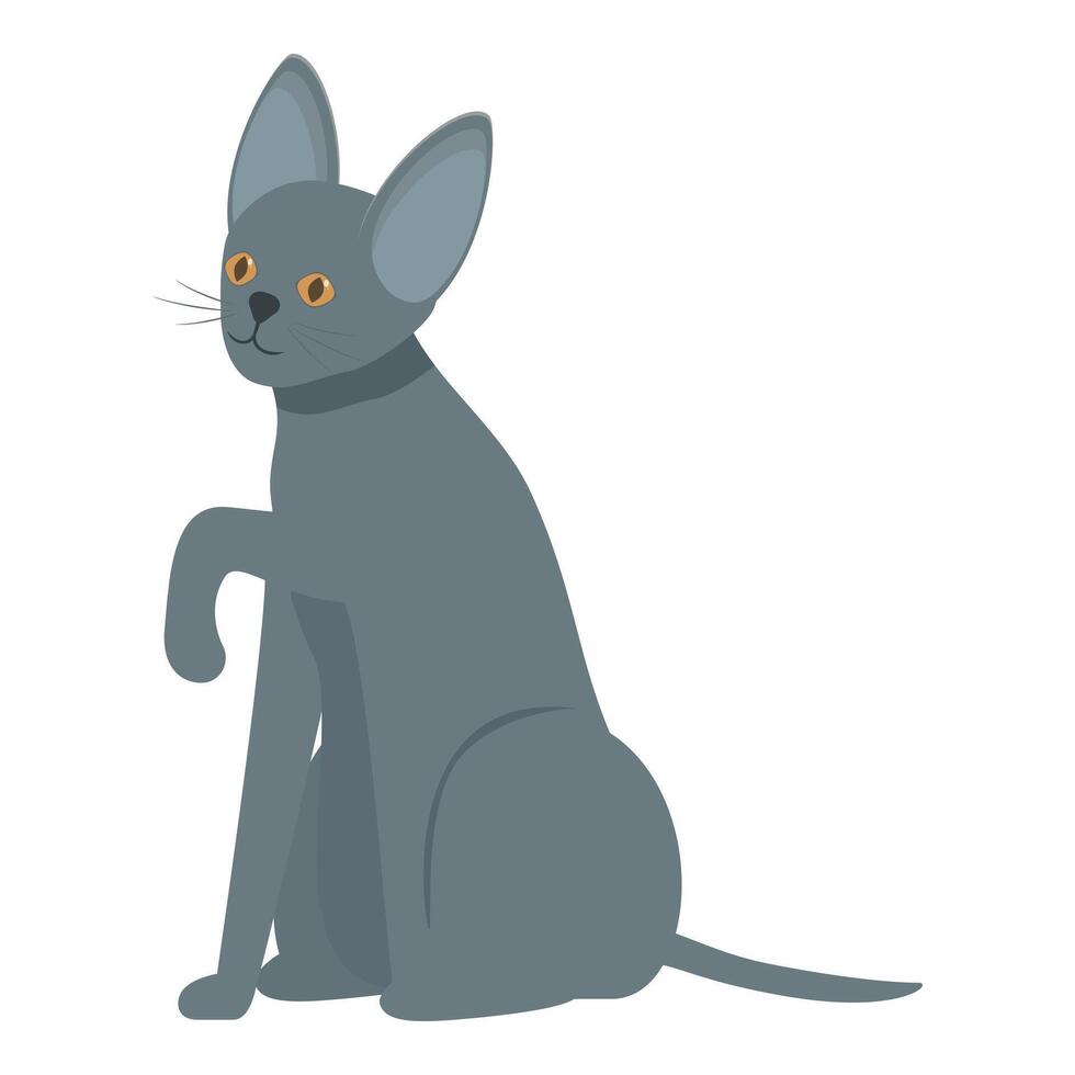 Grey cat sitting with raised paw illustration vector