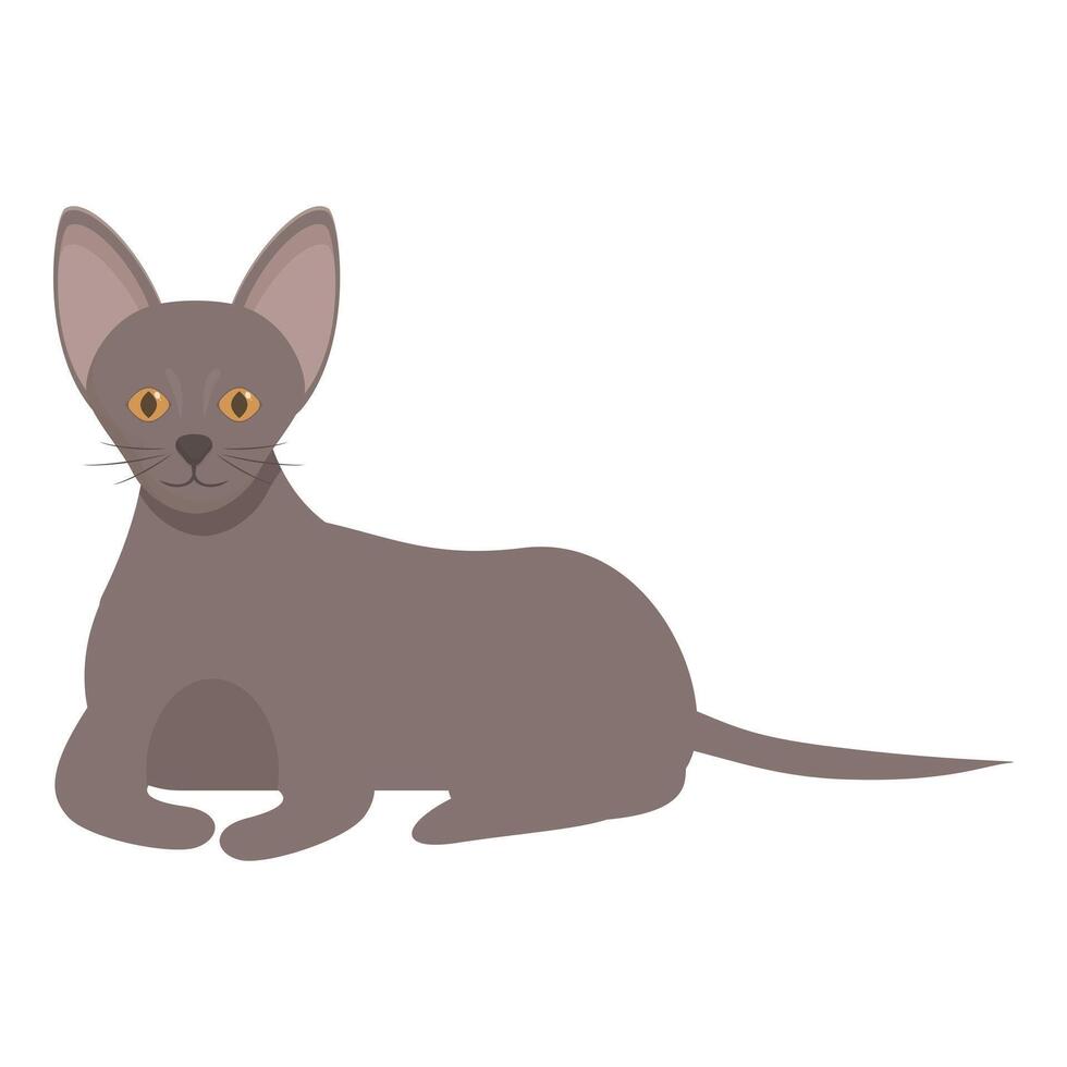Grey cat lying down with tail outstretched illustration vector