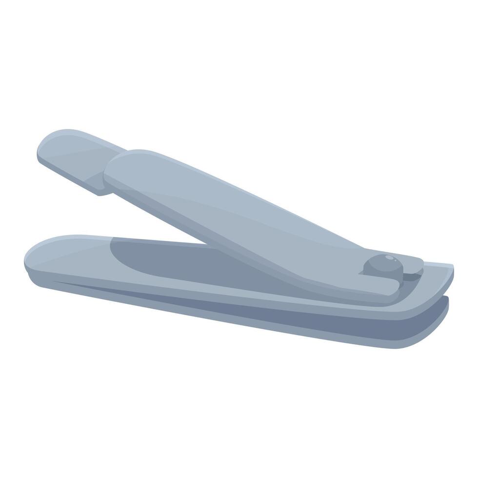 Steel nail clipper lying open showing cutting edges vector
