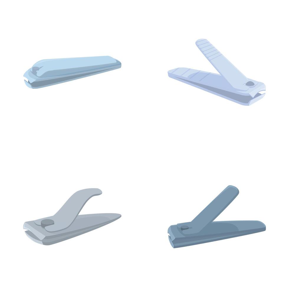 Set of four different nail clippers isolated on white vector
