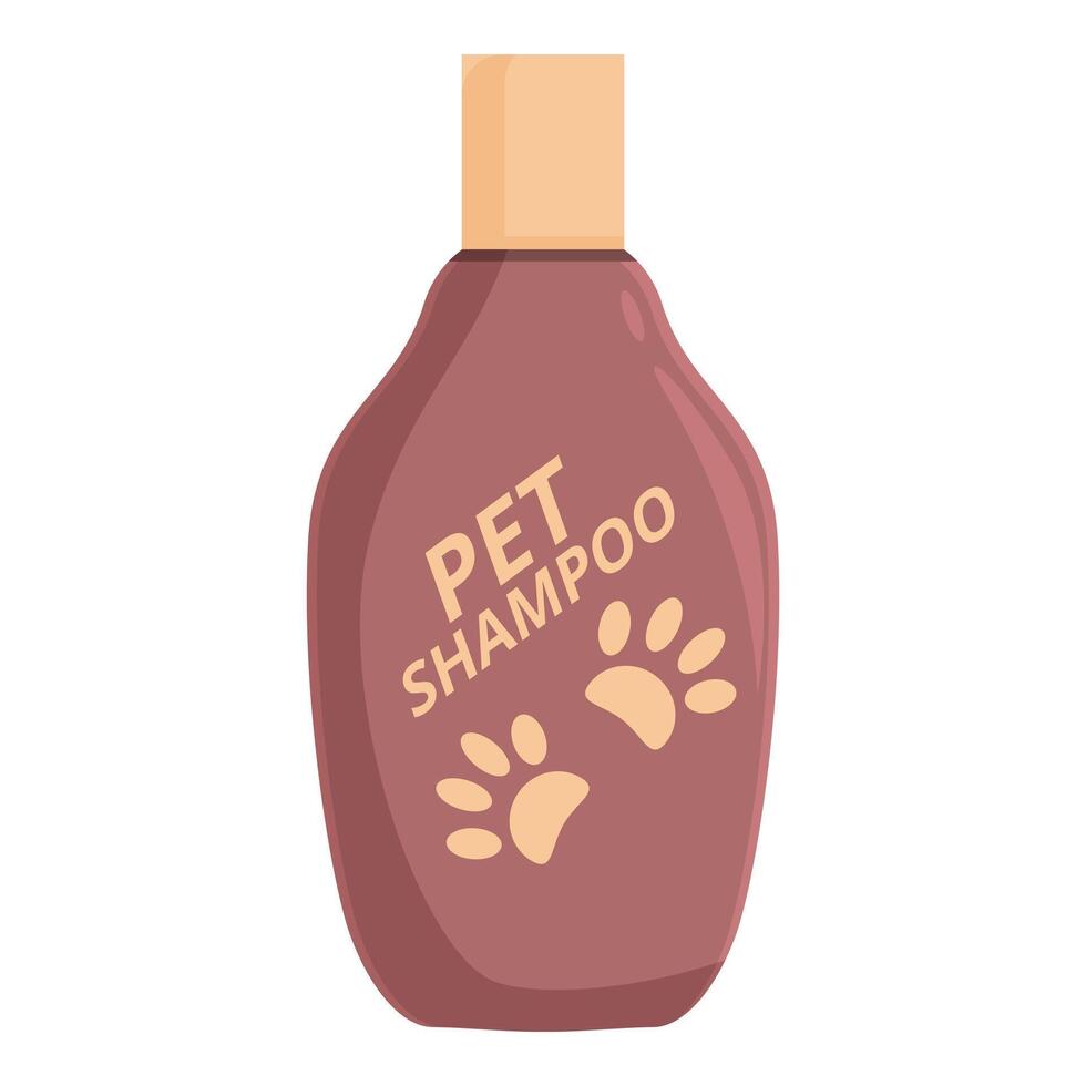 Plastic bottle of pet shampoo with paw prints vector
