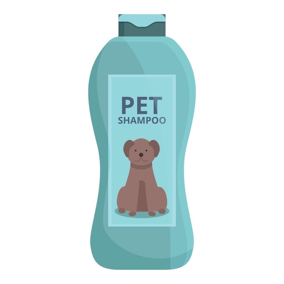 Plastic bottle of pet shampoo with dog illustration vector