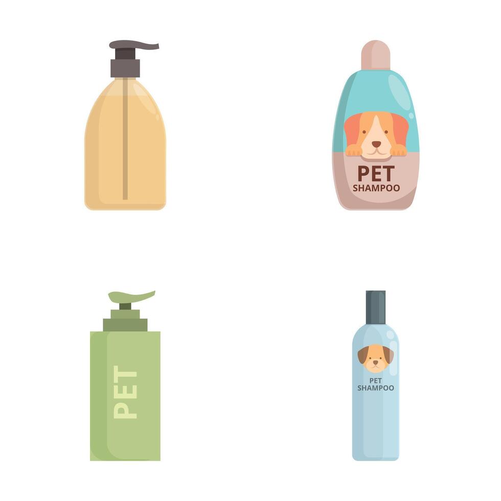 Pet shampoo bottle set vector