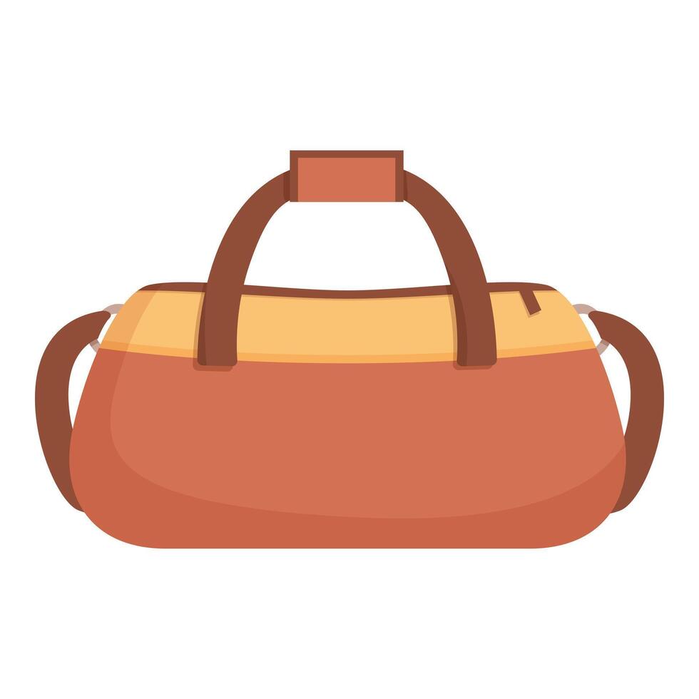 Big brown and yellow canvas travel bag with leather straps isolated on white background vector