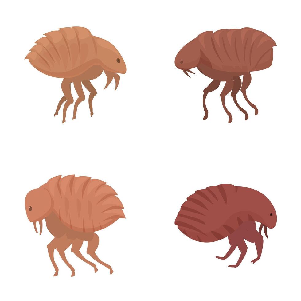 Set of cartoon fleas in various poses vector