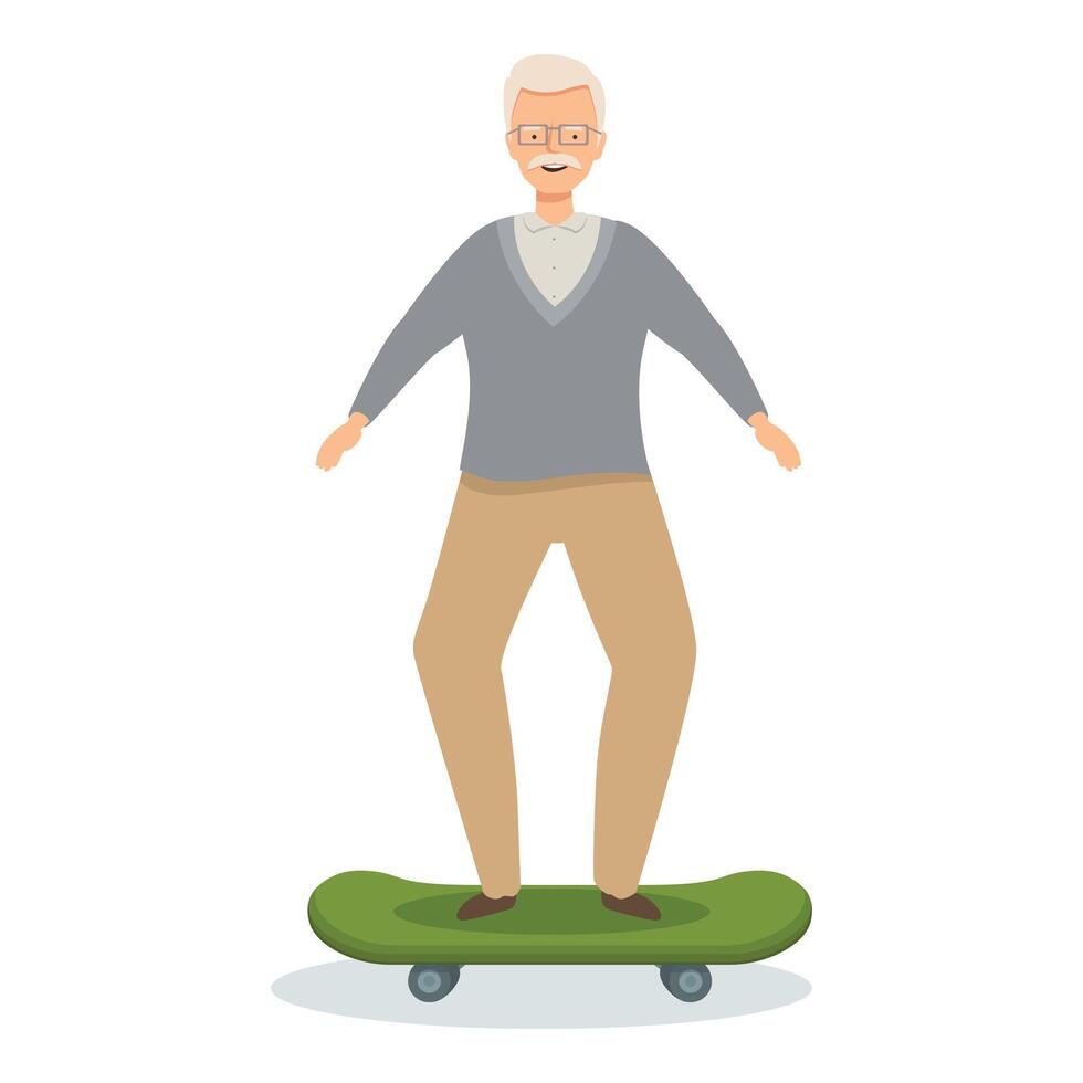 Senior man having fun riding a skateboard vector