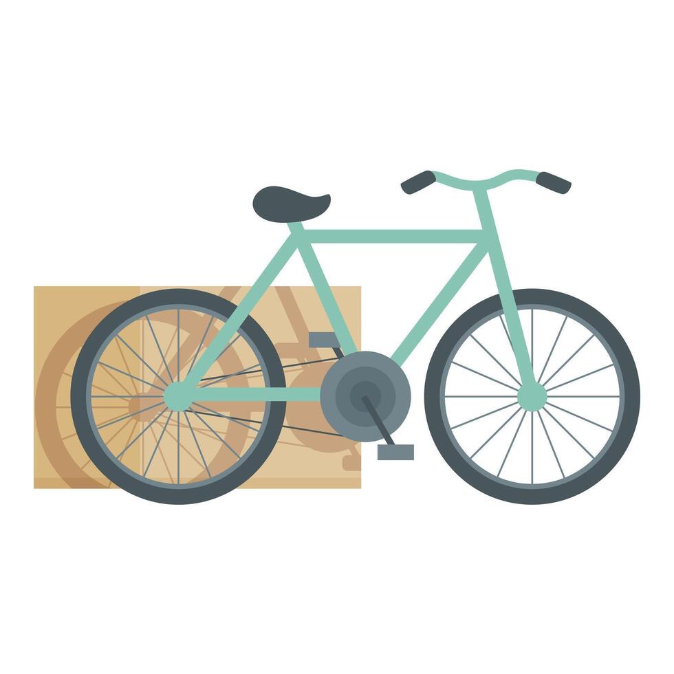 New bicycle standing near cardboard box in store vector