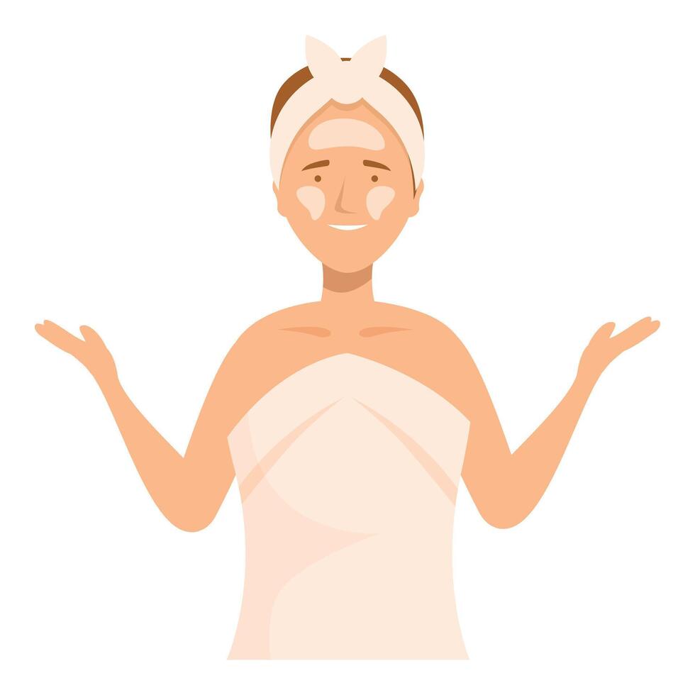 Beautician applying face mask showing relaxing treatment vector