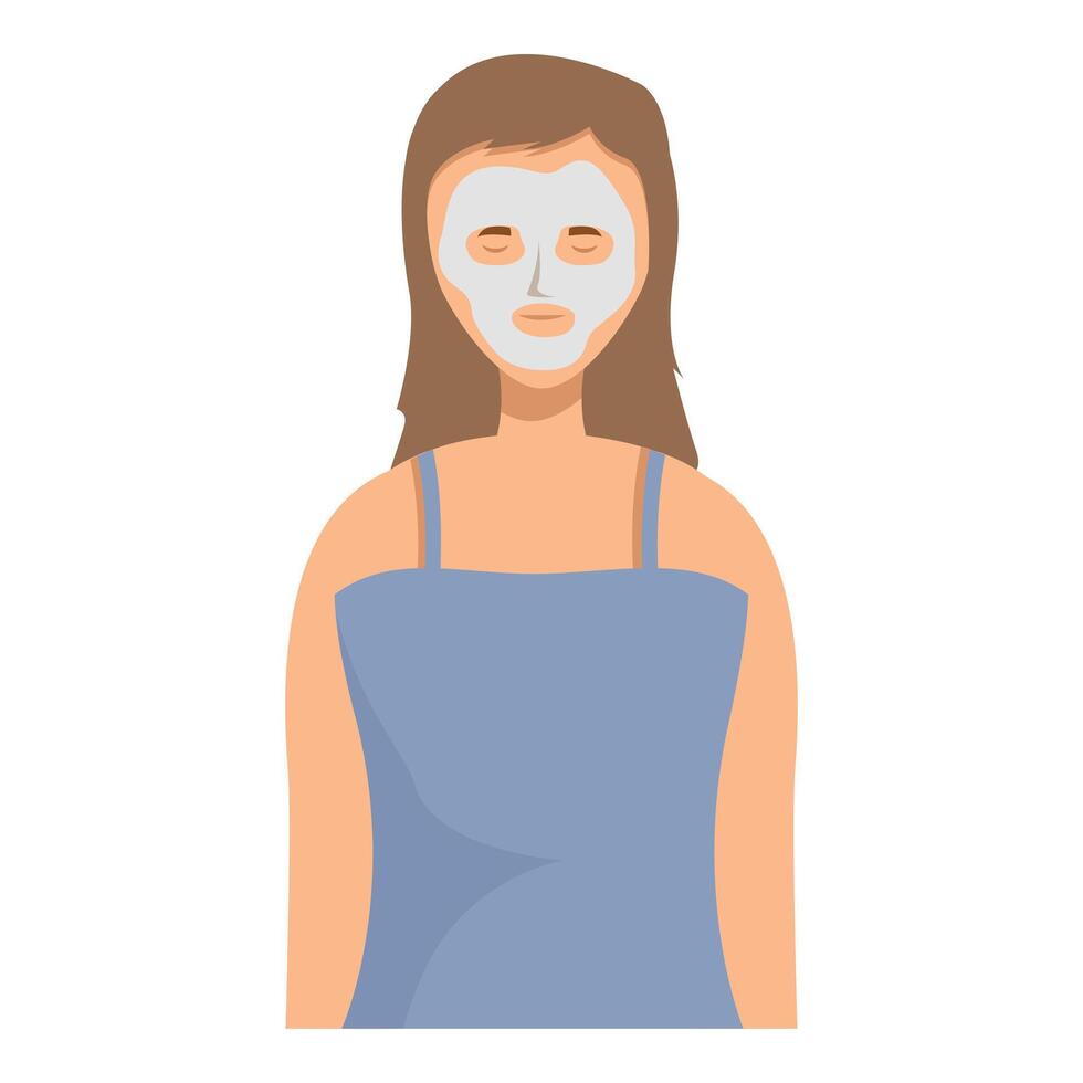 Young woman relaxing with cosmetic mask on her face vector