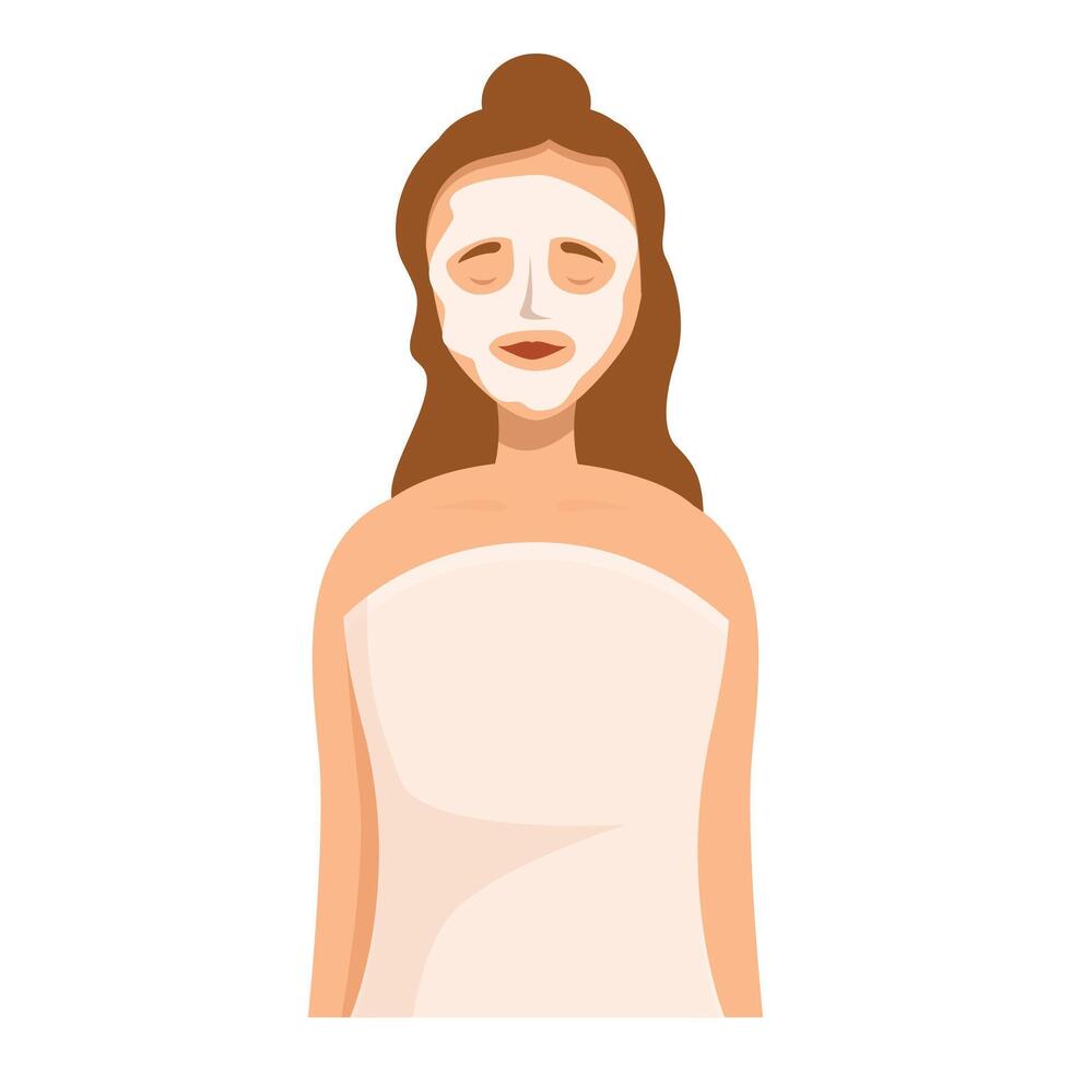 Young woman relaxing with facial mask at spa vector