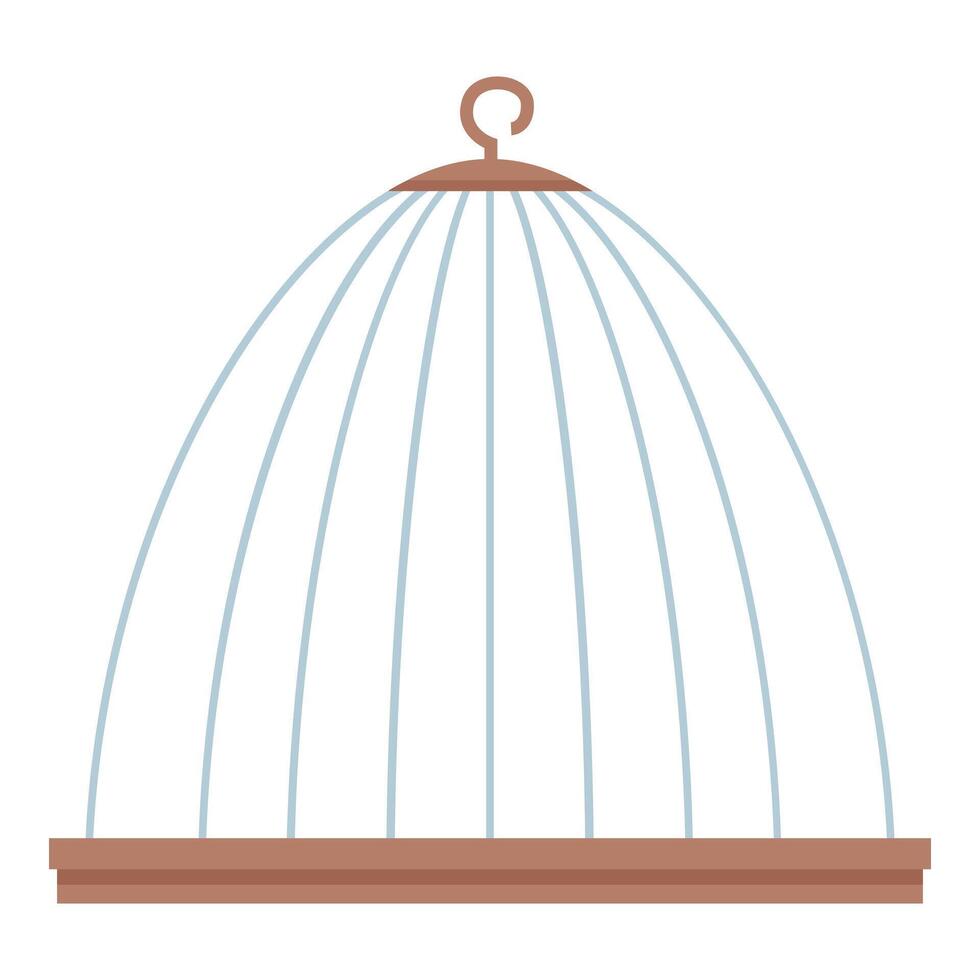 Empty birdcage standing with open door on white background vector
