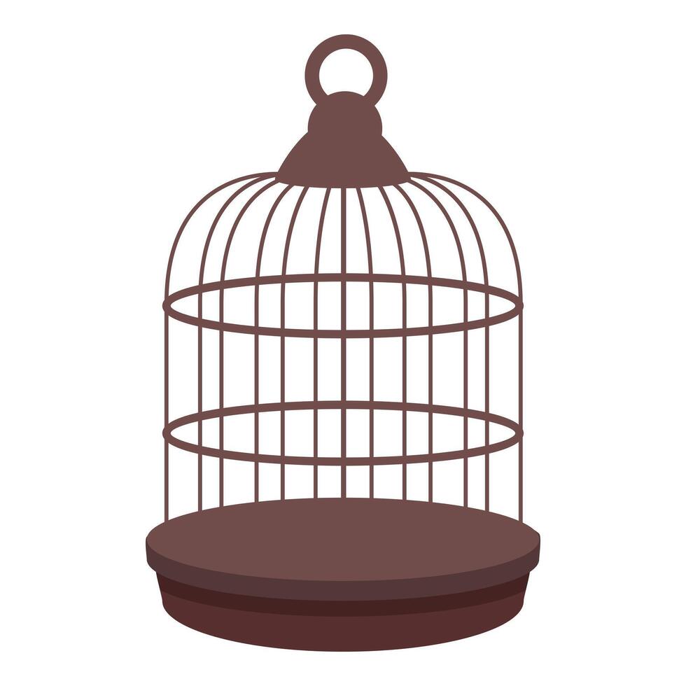 Empty birdcage standing on white background vector
