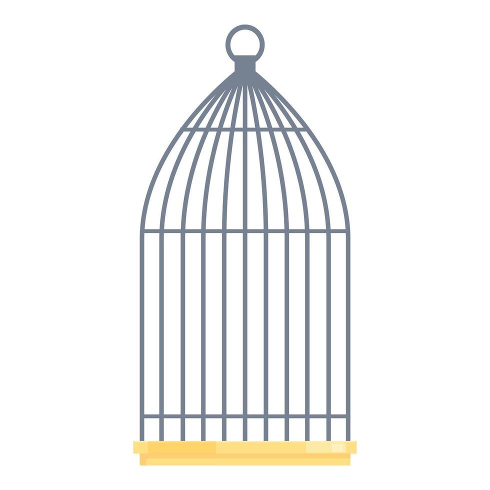 Empty birdcage standing on white background symbolizing freedom vector