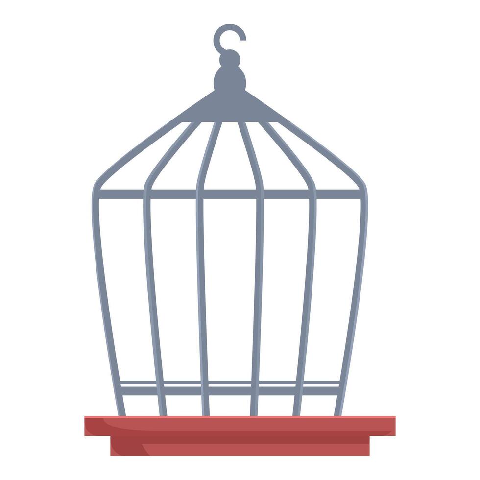 Empty metal birdcage with wooden base is waiting for bird vector