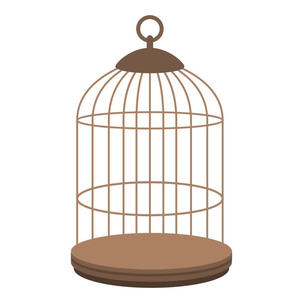 Empty birdcage standing on white background vector