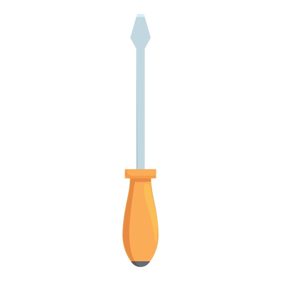 Metal screwdriver with orange handle standing on white background vector