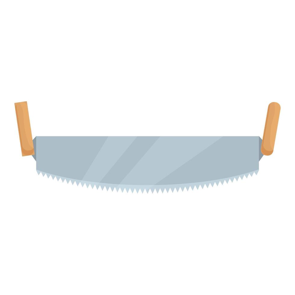 Two handed saw cutting tool with wooden handles for carpentry vector
