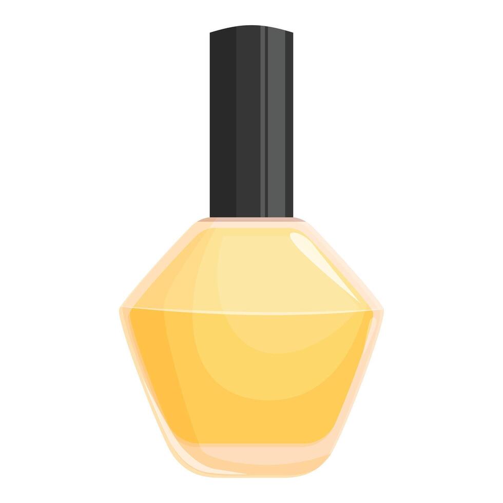 Yellow nail polish bottle standing up with black cap vector