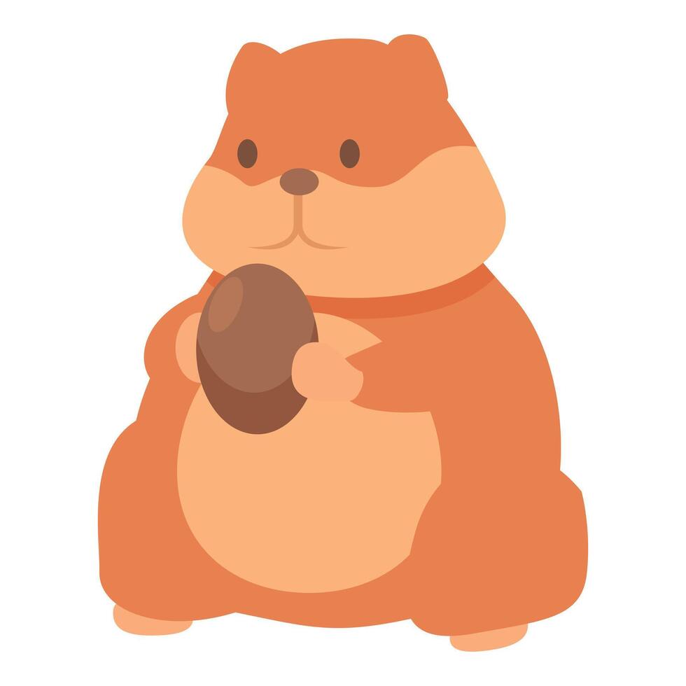 Cute hamster holding a nut in its paws, cartoon character design vector