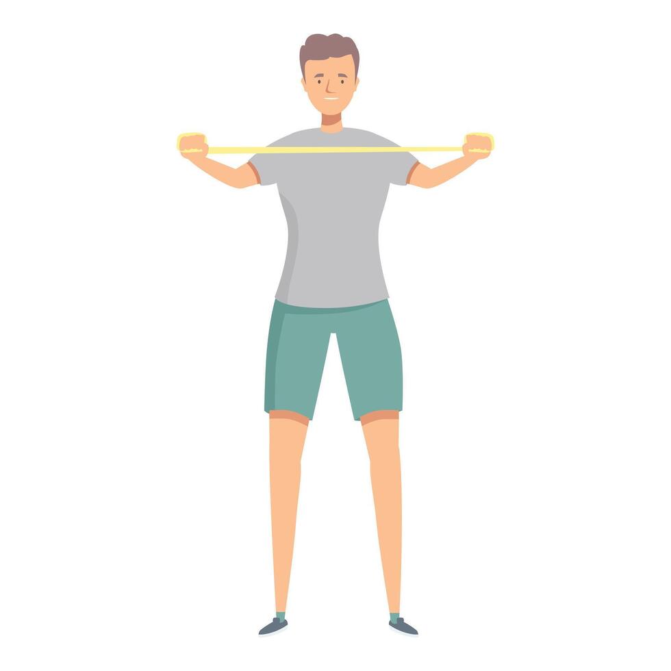 Young athlete is working out using a resistance band vector