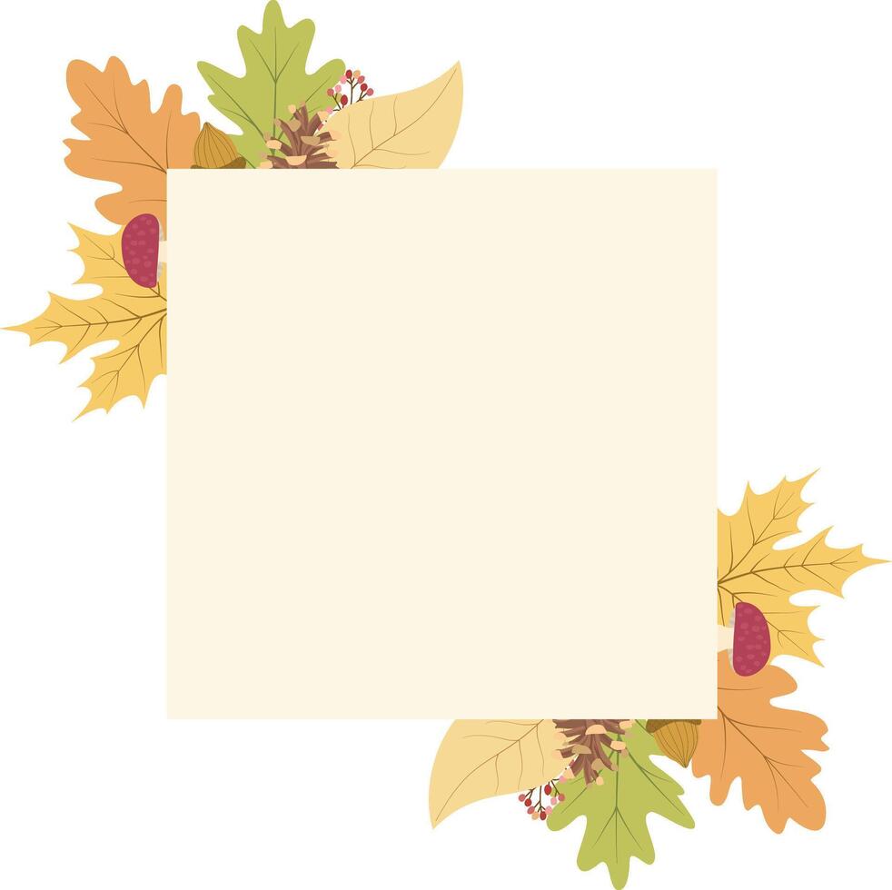 Autumn frame with autumn leaves, and berries. Autumn background. vector
