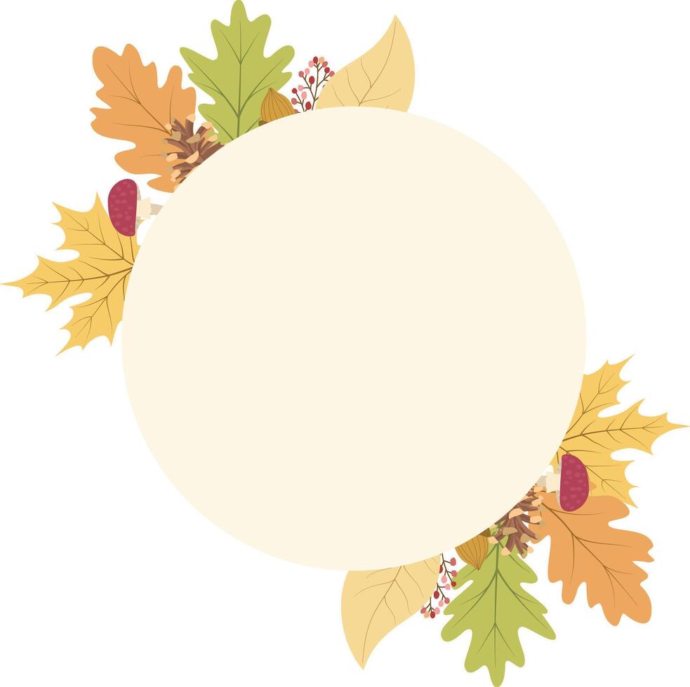 Autumn frame with autumn leaves, and berries. Autumn background. vector