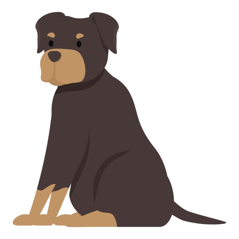 Rottweiler dog sitting looking forward illustration vector