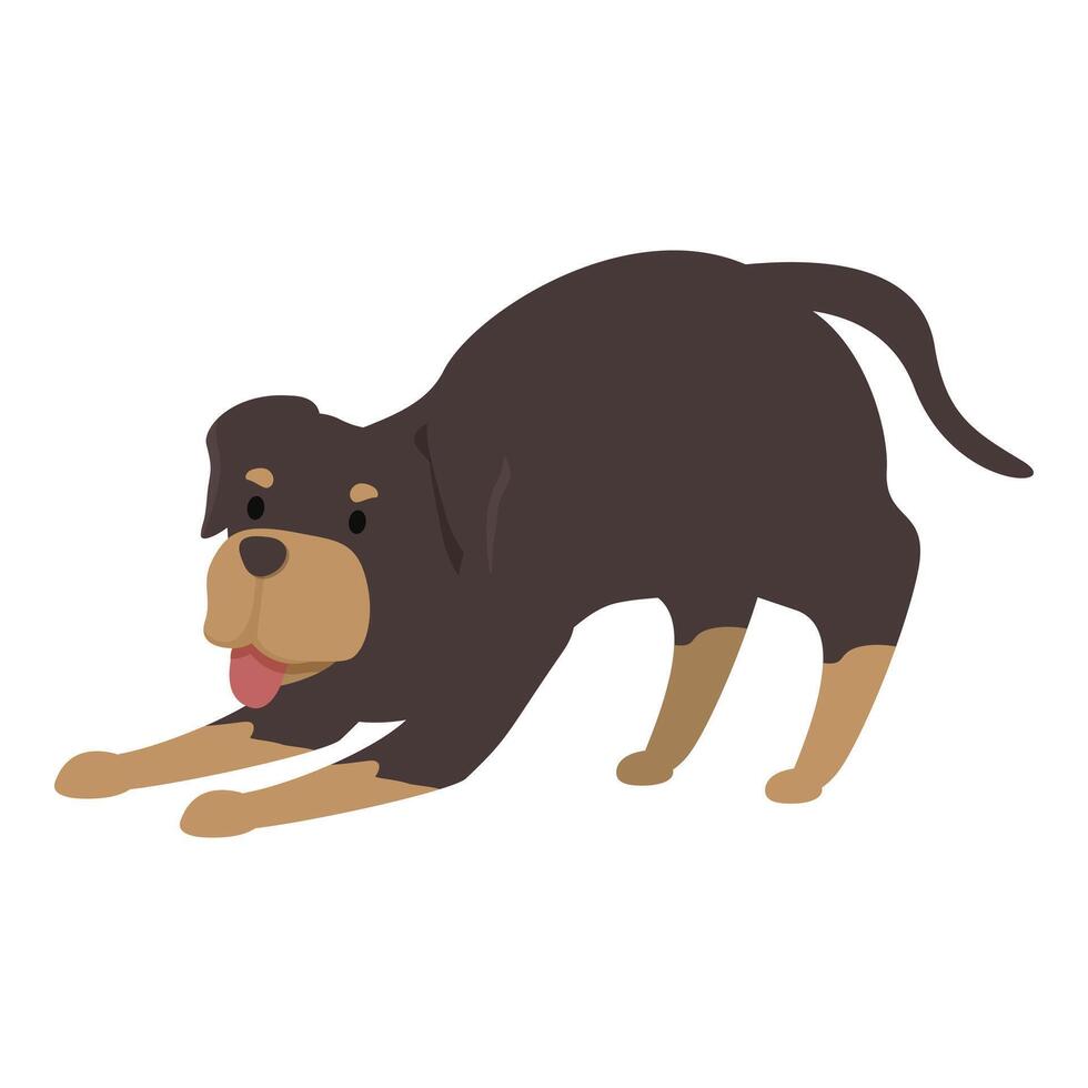 Playful rottweiler dog stretching its body and preparing to play vector