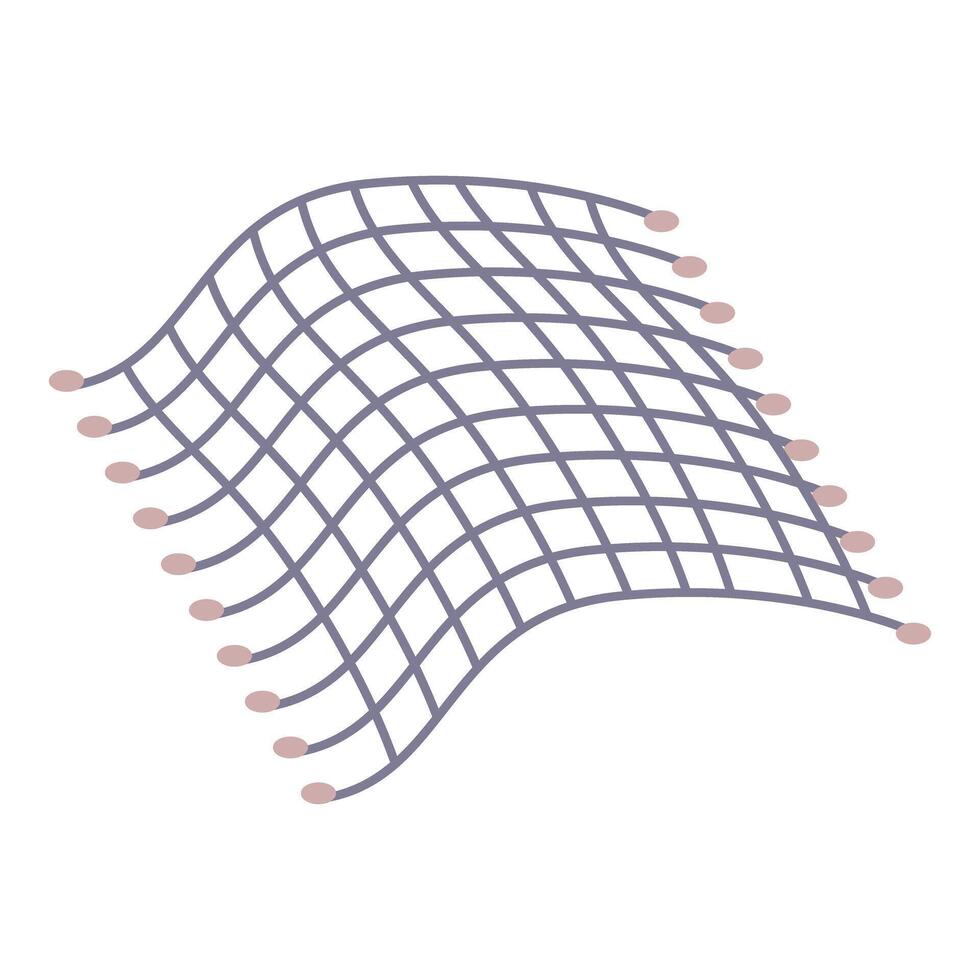 Fishing net waving with floats on edge for catching fish vector